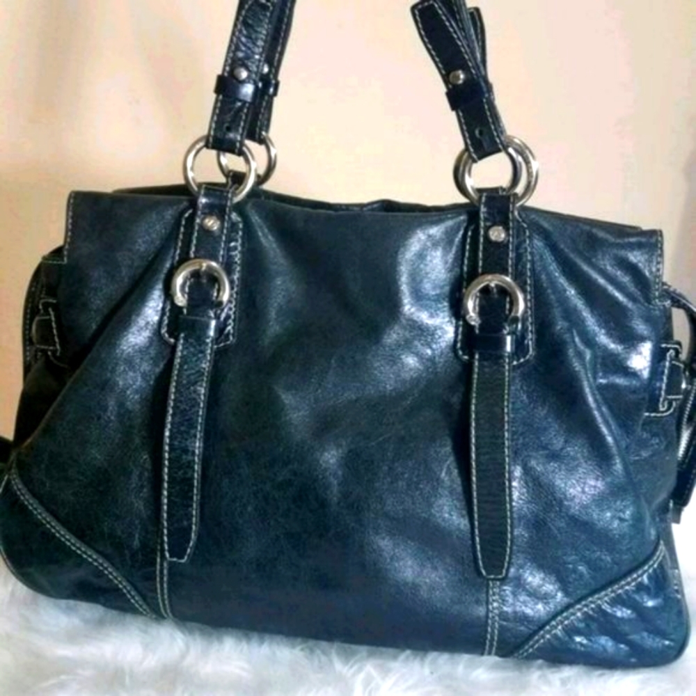 Francesco Biasia black leather handbag large size